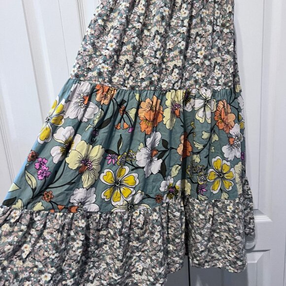 BOG Collective-Women's Spaghetti Adjust. Straps-Floral Dress-Small-Ruching Waist - Picture 7 of 16